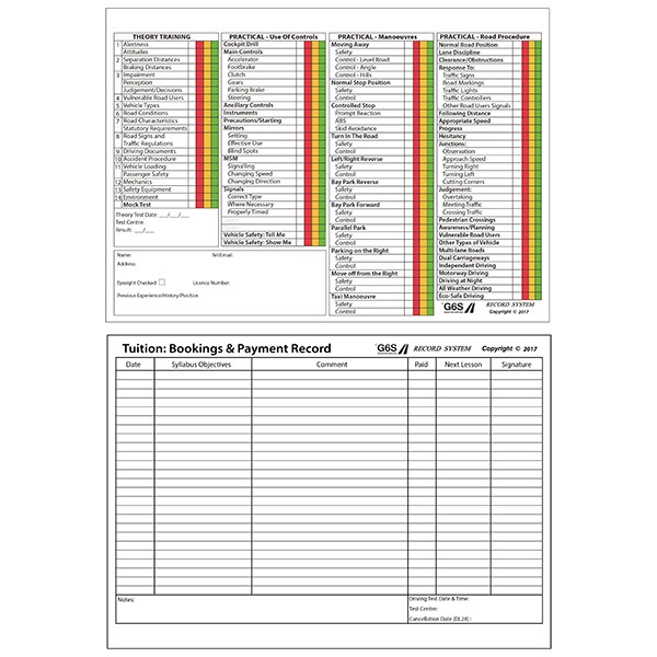 Colour Record & Progress Card